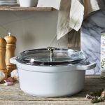 Staub 4-Quart Cast Iron Round Cocotte with Glass Lid - White