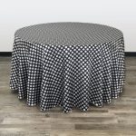 Your Chair Covers - 120 inch Round Satin Tablecloth Black/White Polka Dots