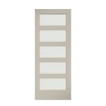 EightDoors 96" x 42" 5-Lite Frosted Glass White Prefinished Solid Wood Core Barn Door