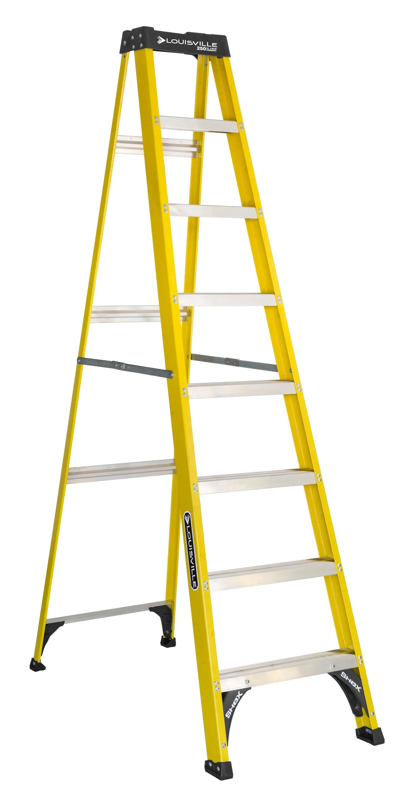 54d3cf43dcdff5eaad04693efba2265d7961de959308d37191fad94d4ae7a44a.webp Louisville Ladder 8' Fiberglass Step Ladder, 12' Reach, 250 lb Load Capacity, W - 3118 - 08 - Image 1