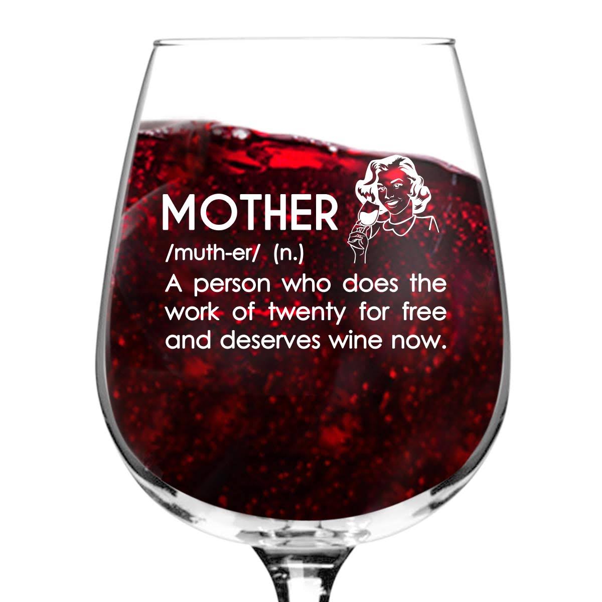54ec31da77fb62b04255ec1e5b572a42752b6988ad74208b10f8e6046a9acc99.jpg Mother Definition Funny Wine Glass Gifts for Women- Premium Birthday - Image 1