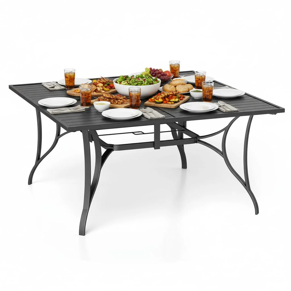 54f62522443305c87c49a9ec1c470cc029ba71024235e1d618bd31a0df60f7bf.webp Tangkula 60" x 60" Metal Patio Dining Table for 8(60" x 60") - Image 1