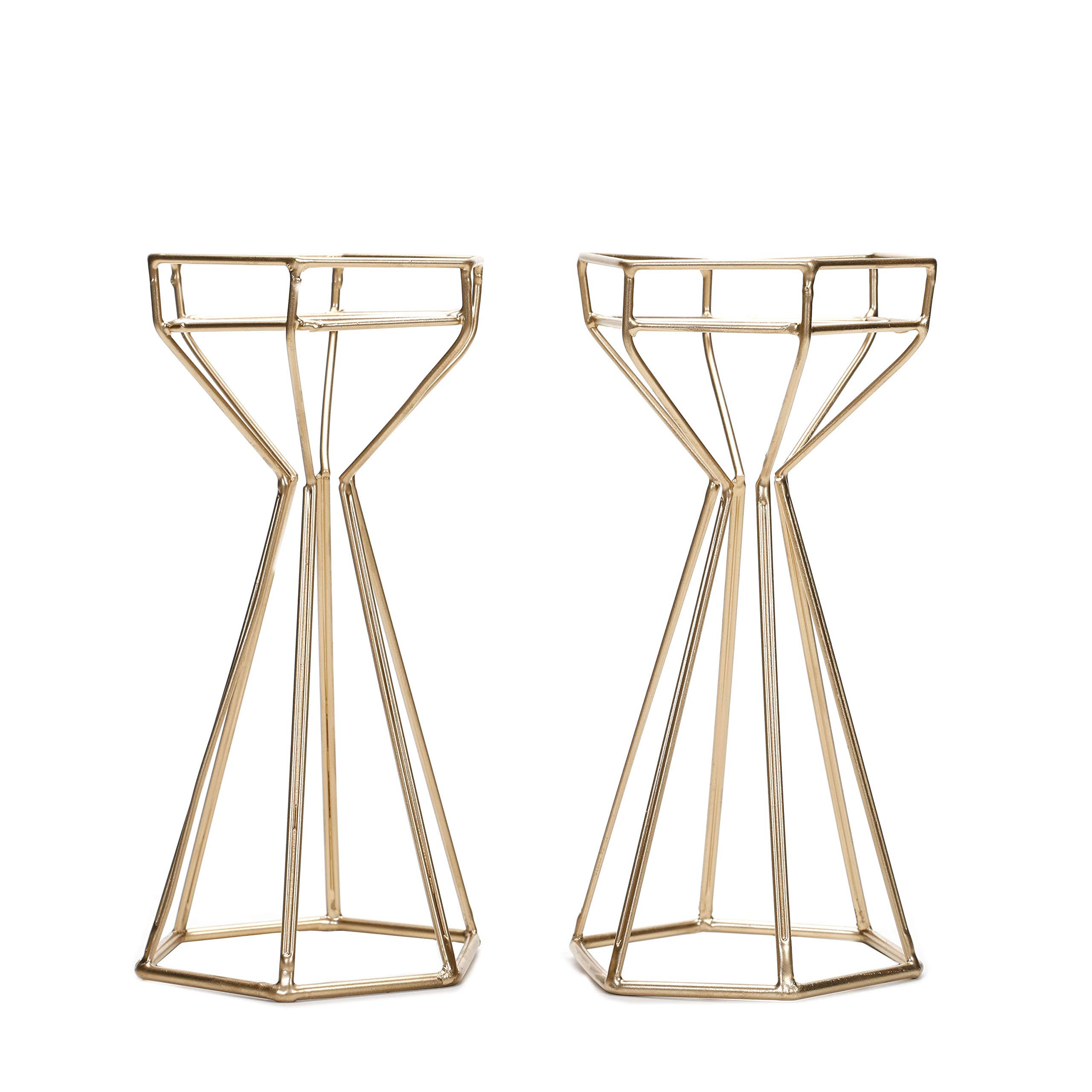 5540455234e4281801b746c9e228d21f11fa738150fbddcd50f594ca607ee4c0.jpg Hosley Set of 2 Gold Iron Wire Candle Holders Ideal Gift for Weddings Party Favor Reki Meditation W5 - Image 1