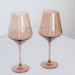 Estelle Colored Glass Stem Wineglasses, Set of 2 - Amber Smoke