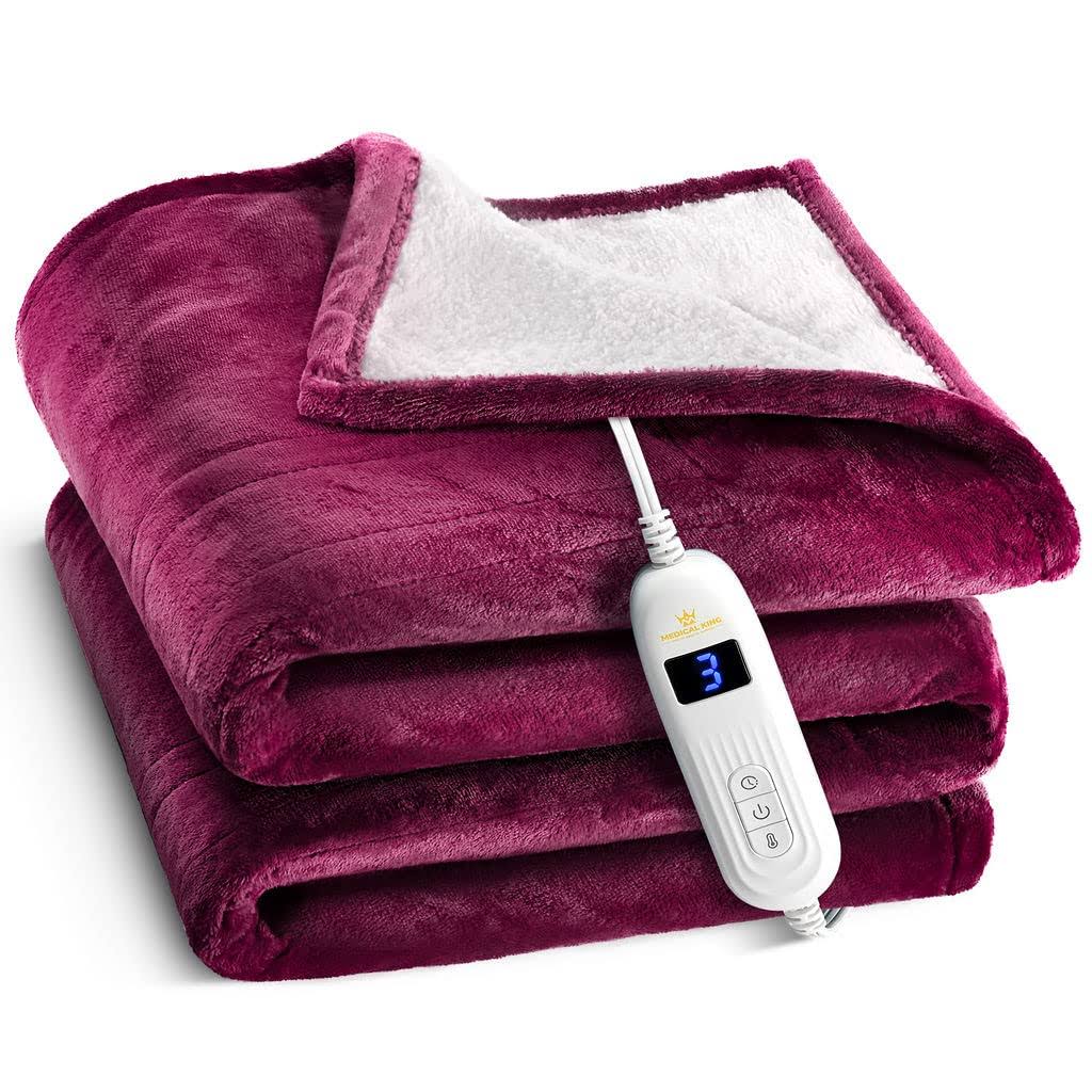 5550e509a92ea432baa0919e9c20359415995fd260b7edd63de0d4c14f24537f.jpg Medical King Heated Blanket, Machine Washable Extremely Soft & Comfortable Electric Blanket Throw Fast Heating with Hand Controller 10 Heating - Image 1