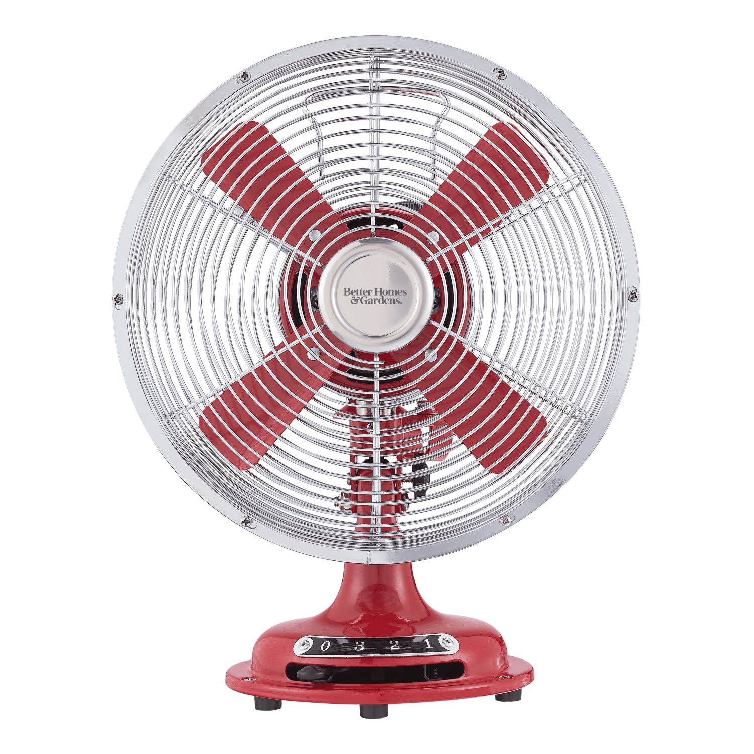 556382e0e3c97f1bc9ef3254fbd51cc624018f7931c967a15d3f6f958ce97b2b.jpg Better Homes & Gardens 8" Retro 3-Speed Metal Table Fan, Red - Image 1