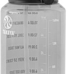 Takeya Motivational Tritan Straw Water Bottle, 64 oz, Stormy Black