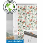Mainstays Waterproof Peaches 30% Recycled Peva Shower Curtain Set & Hooks - Orange & Yellow - 1 Each