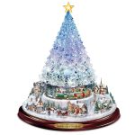 The Bradford Exchange Thomas Kinkade Crystal Tabletop Christmas Tree Lights Motion and Music