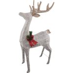Alpine Corporation 50"H Mesh Holiday Reindeer Lawn Decoration with Cool White Lights