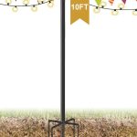 Derkniel 10 ft Outdoor String Light Pole Stand for Garden Lawn, Adjustable Globe Patio Light Post for Hanging Outside Decorate Lighting, 1 Pack