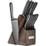 Cambridge Silversmiths 92668KBCC18R Nero Cutlery Set with Block, Stainless Steel,12-Piece