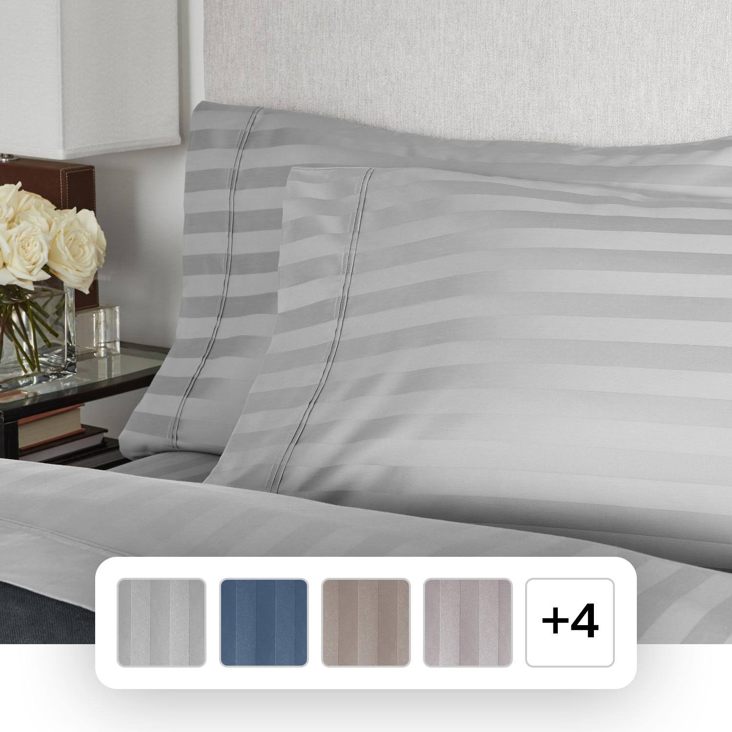 55bd706658db853cd97c90cc91e02860c8ed517253684aae77b72ddd3b5b87b3.jpg Member's Mark 700-Thread-Count Striped Egyptian Cotton Pillowcases, Set of 2-Soft Silver -Standard - Image 1