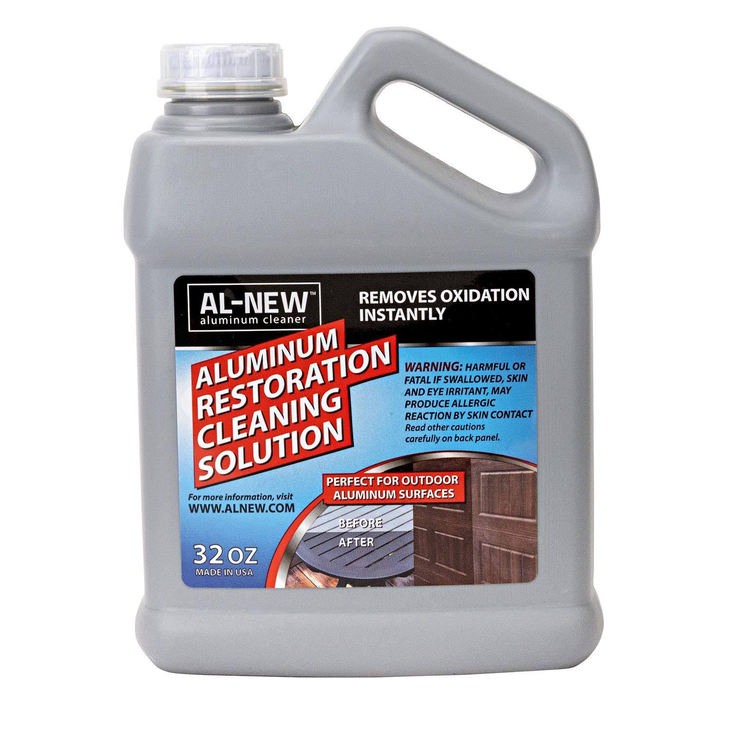 55f8cbaf3d9c2f469530780827d60ef9a32da2e155d1a48d3fd2e3e9c77a1c6f.jpg AL-NEW Aluminum Restoration Solution | Clean + Restore + Shine + Polish Garage Doors, Window Frames, Patio Furniture, and Stainless Steel (32 oz.) - Image 1