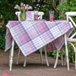 Hyacinth Plaid Tablecloth Durable Pinkperiwinkle, Plaid 100% Cotton, Size 60x90 | April Cornell | Square Tablecloths for Tablescaping
