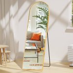 Edx Arched Full Length Mirror 59"x16" Full Body Mirror Rectangle Free Standing Wall Mounted Leaning Hanging Floor Mirrors, Gold