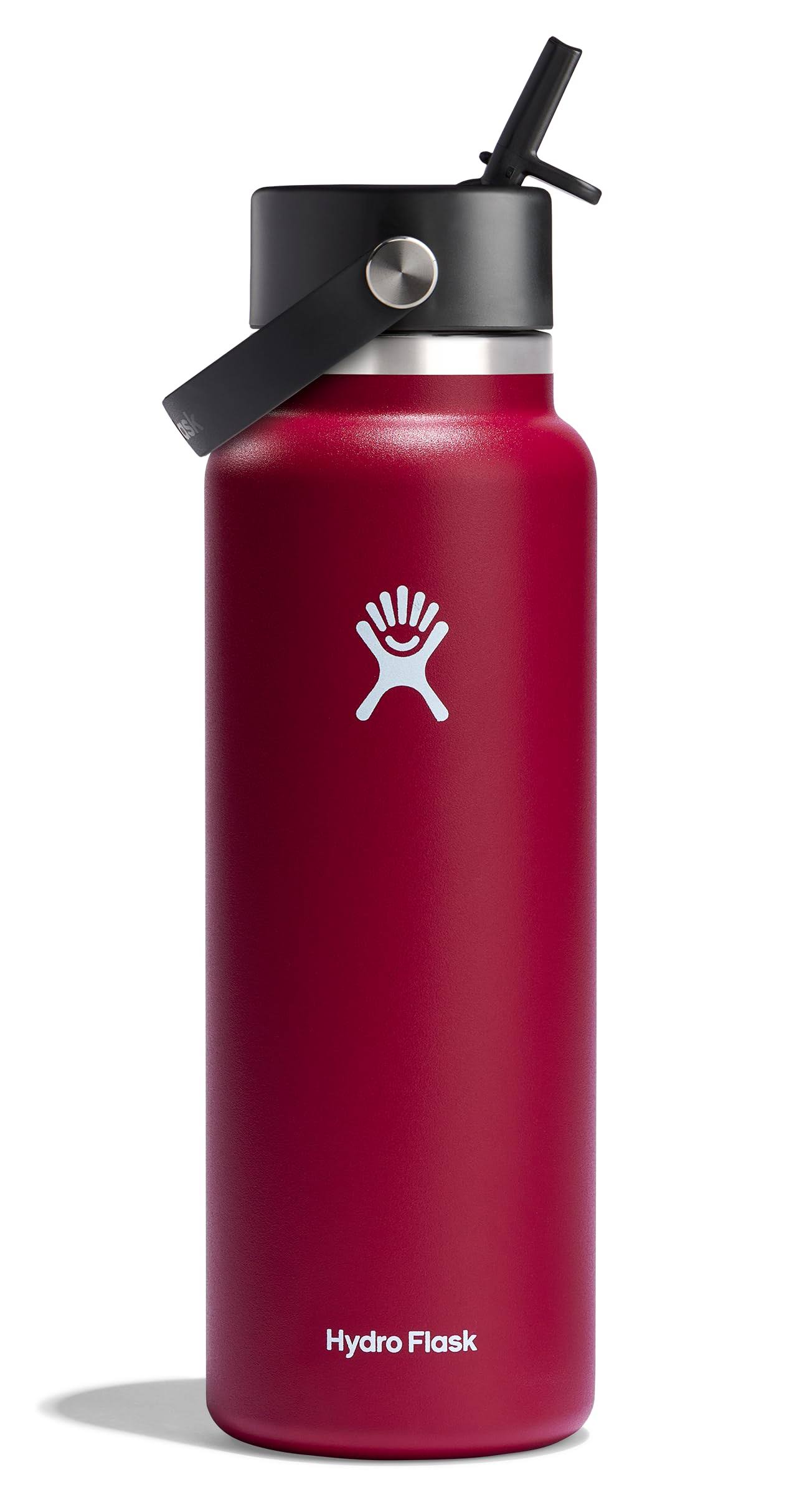 561dc2416a6e47e2d7ce291bfba6017cc00cad158f960dfa44fbf30aaf486889.jpg Hydro Flask Stainless Steel Wide Mouth Water Bottle with Flex Straw Lid and Double-Wall Vacuum Insulation - Image 1