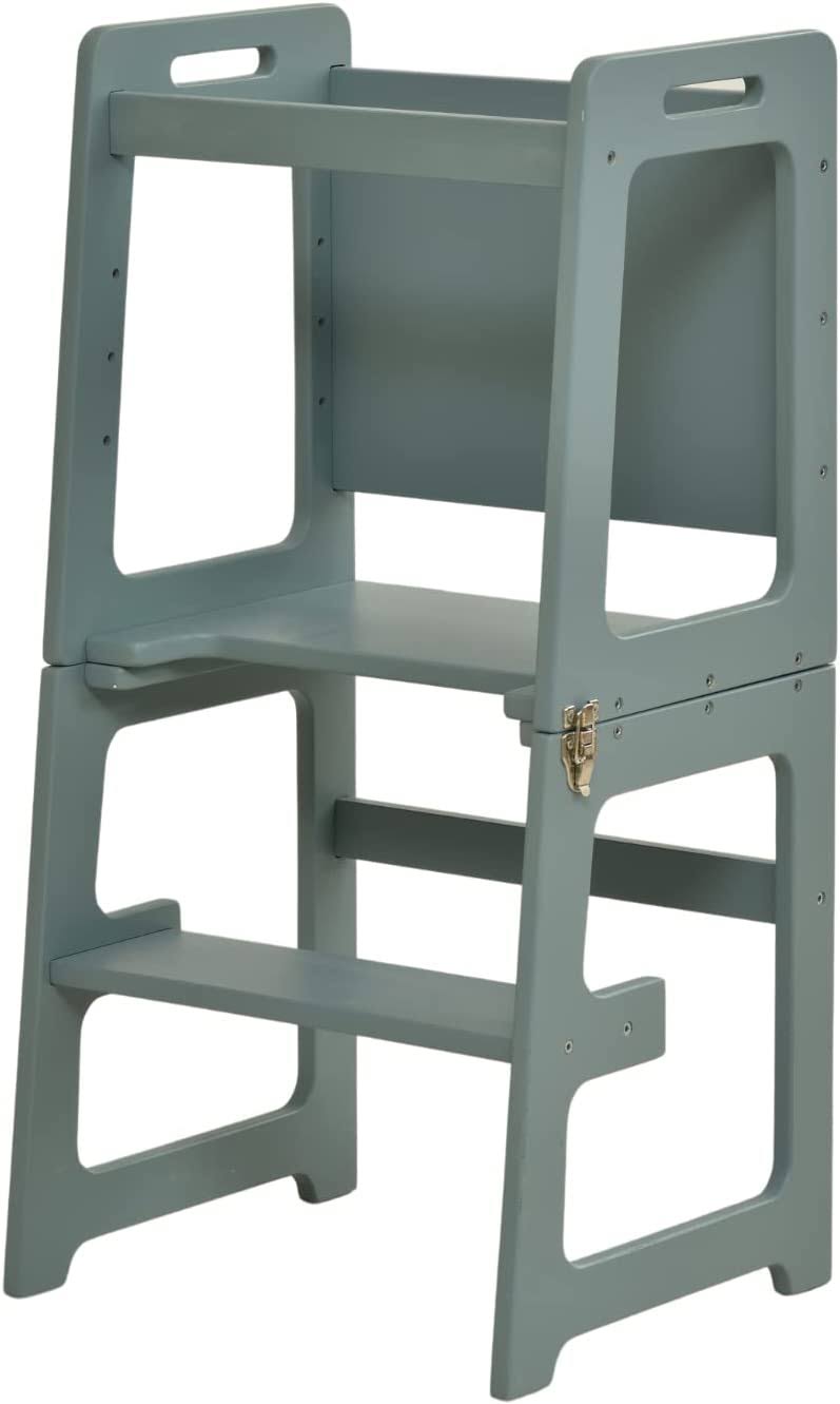 56421b6911e93394593cd0695ed9930a29fe423e19ef6d7346689cb516953875.jpg Avenlur Date - Wood Step Stool, Desk and Chalkboard - Light Blue - Image 1