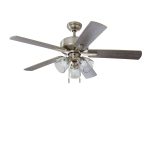Better Homes & Gardens 52 inch Nickel Coastal Ceiling Fan, 5 Reversible Blade, 3 LED Bulbs Included