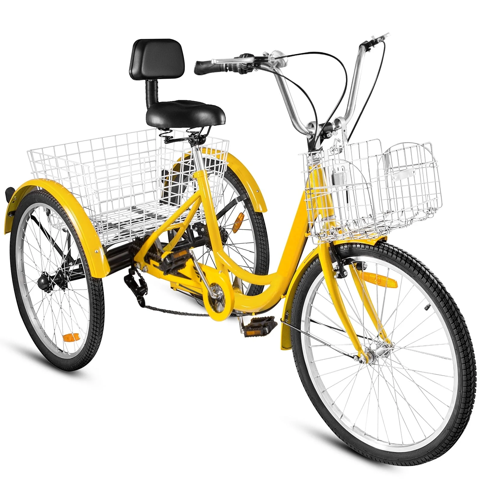 5674f245d8fe98d8d36f47e752a2da67bc335ecd73948b49f817d16af8cac871.webp VEVOR 24"adult Tricycle 7 - Speed Three Wheel Bike Cruise Bike, Seat Adjustable Trike with Bell, Brake System and Basket Cruiser Bicycles Size for Shopping - Image 1