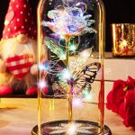 Pusuny Gifts for Women, Galaxy Glass Rose Flower Forever Eternal Crystal Light Up Rose in Glass Dome with Butterfly Birthday Gifts for Mom Grandma