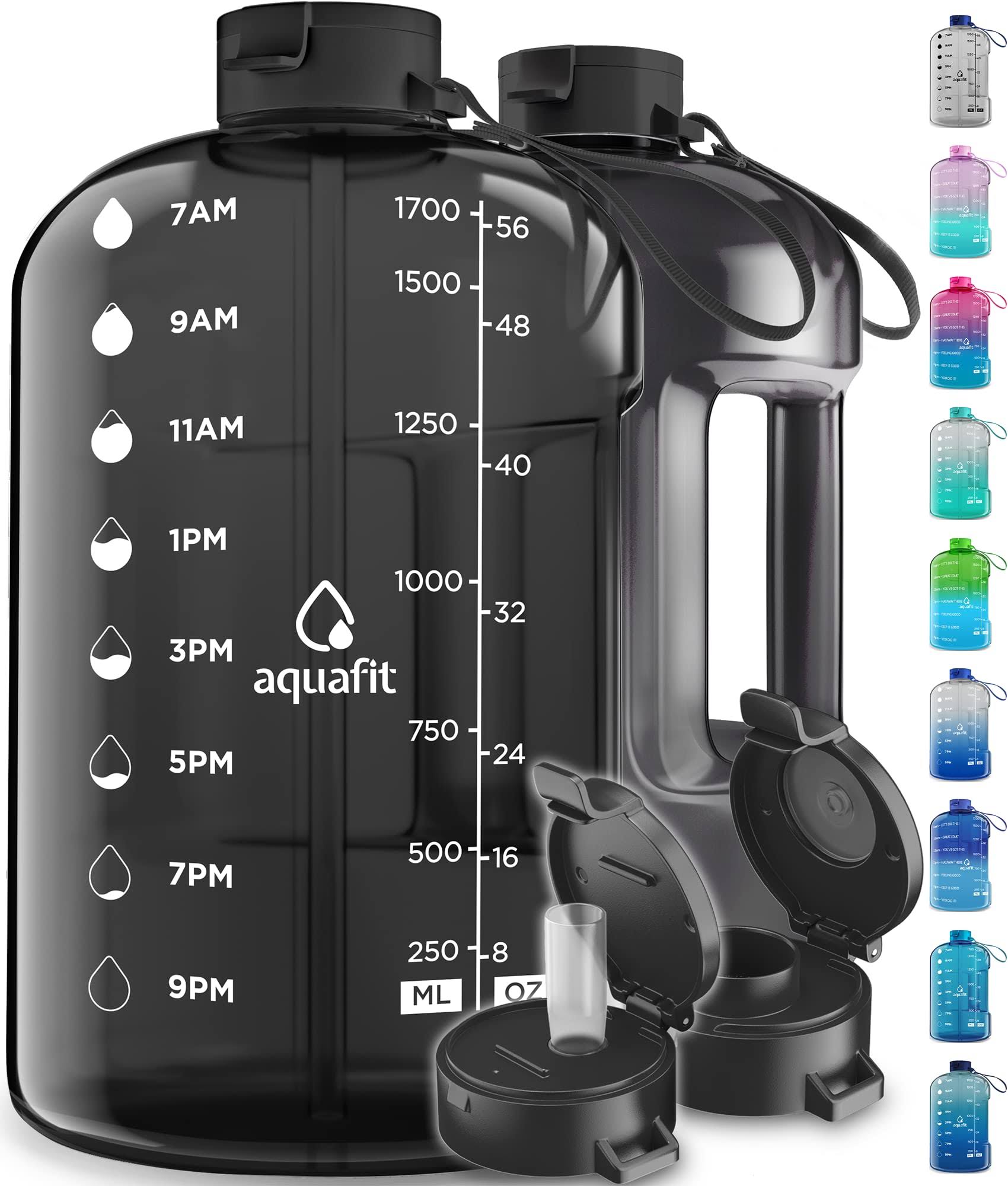 56991e3c55097846bdb1659a226dc8697fa848652409b4836ed0530e5e9b809d.jpg Aquafit Half Gallon Water Bottle with Straw Half Gallon Water Jug Motivational Water Bottle 64 Ounce Water Bottle with Time Marker Large Water Bottle - Image 1