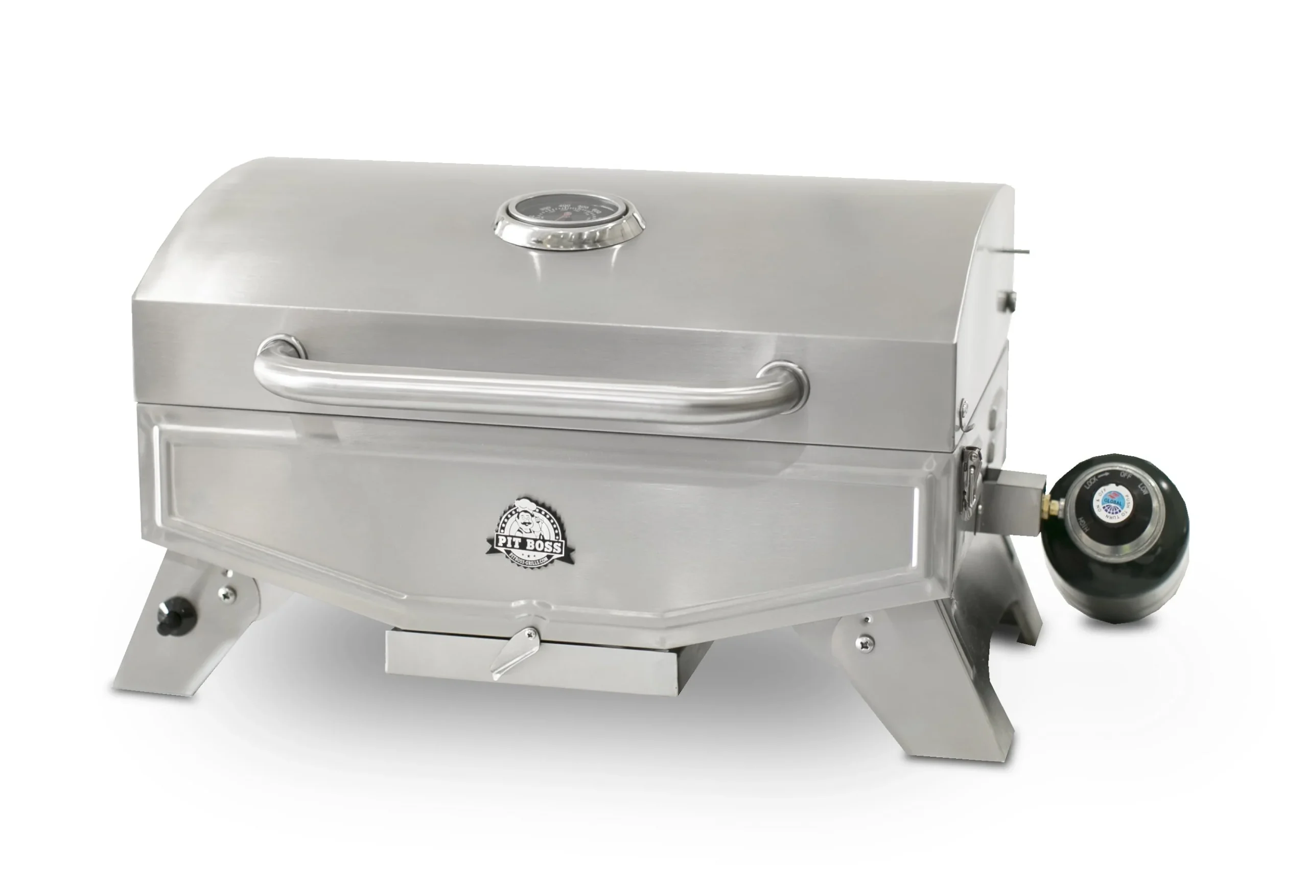 56a79eafab7b6b854d801c9d08c682e29544ae8c458206772b88086318fce4bf.webp Pit Boss 1 Burner Silver Propane Portable Gas Grill - Image 1