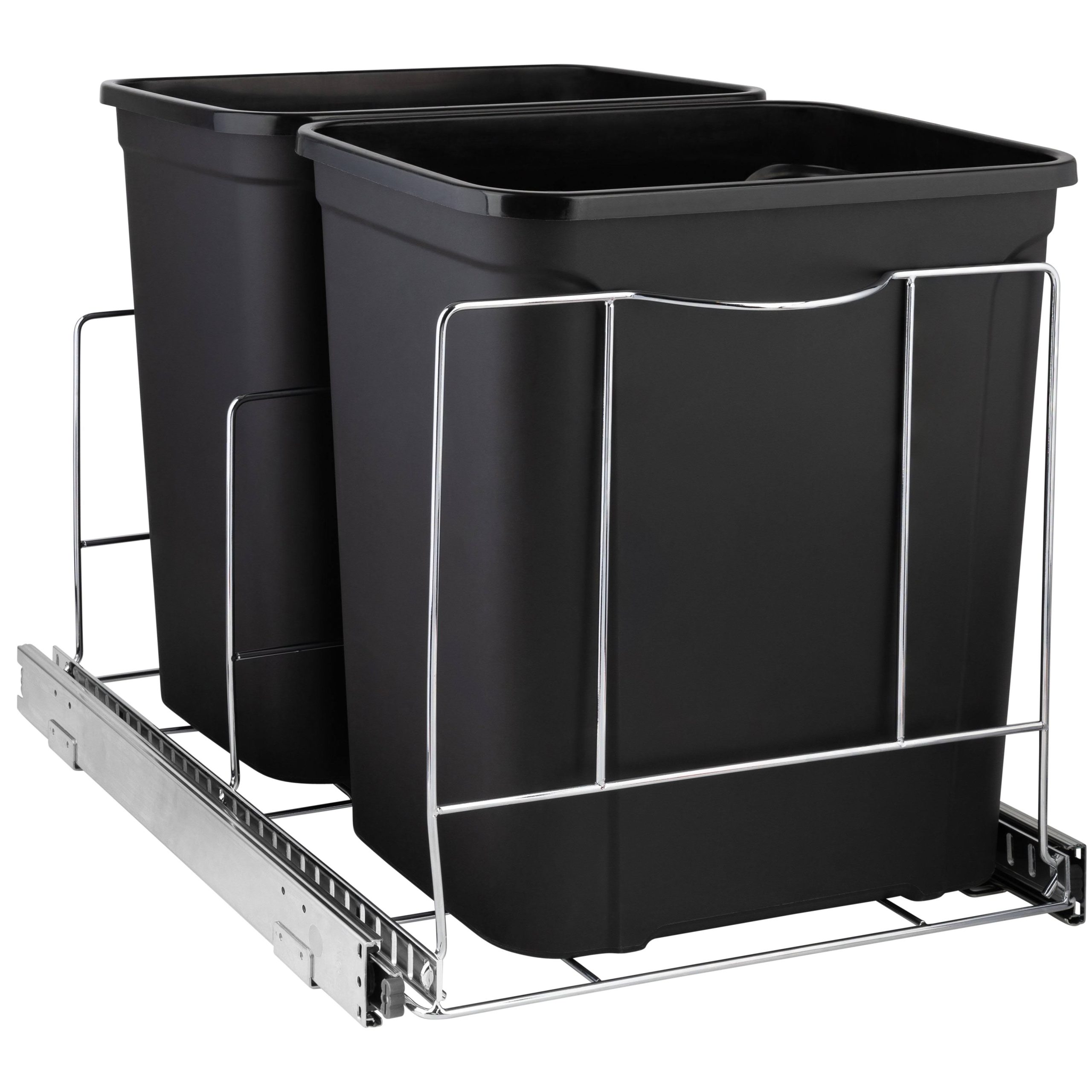 56c444a036f717b79719beb121f92750b17126bd7d48dc98d3d46937e24b1128.jpg Holdn' Storage Under Cabinet Double Trash Can Pull Out Heavy Duty Metal Sliding System with 5 Year Limited Warranty -Cans Not Included., Size: 17 W x - Image 1