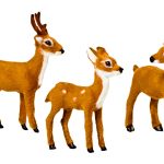 3ct Faux Fur Deer Set Decorative Christmas Figurines Brown - Wondershop