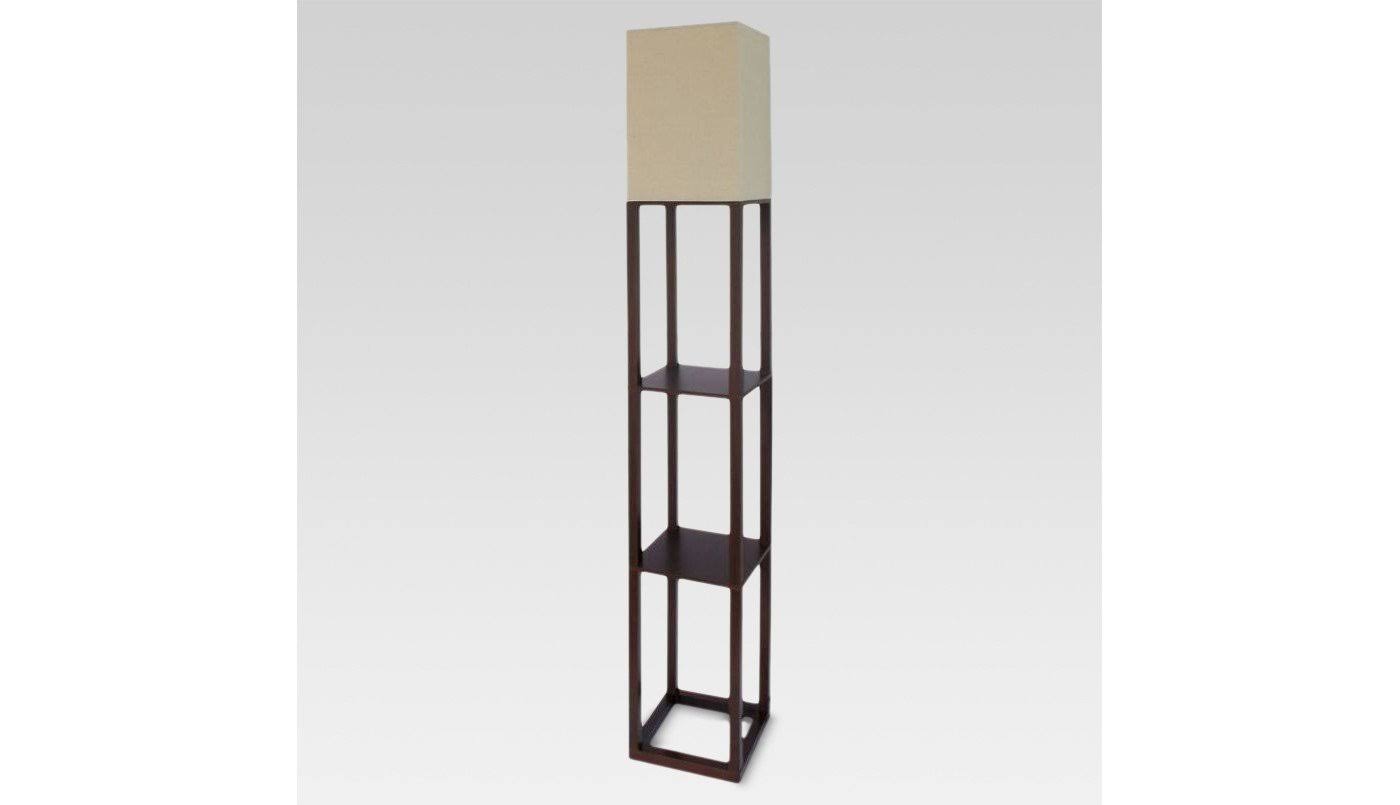 56dc8989bb0fd25d6c90655951808fabfbf6aa34034c1ba54f441975a51cd4e0.jpg Threshold Shelf Floor Lamp with Shade, Brown - Image 1