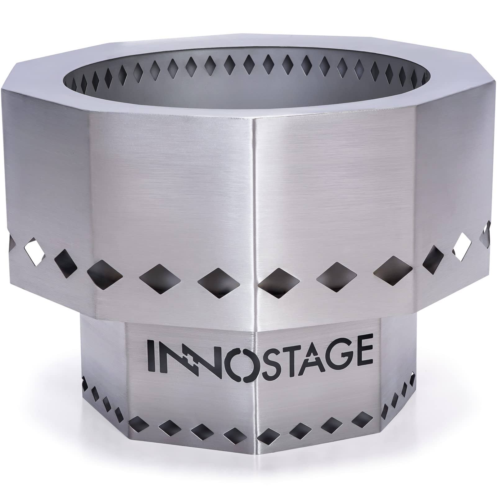 56f356655ad876e31fa9a39353009c64428d804de40e46f1a923ade3d2f50a32.jpg INNO Stage Patented Smokeless Fire Pit for Outdoor Wood Pellet Burning Spark with Portable Carrying Bag,Stainless Steel Firepit Grill Bowl - Image 1