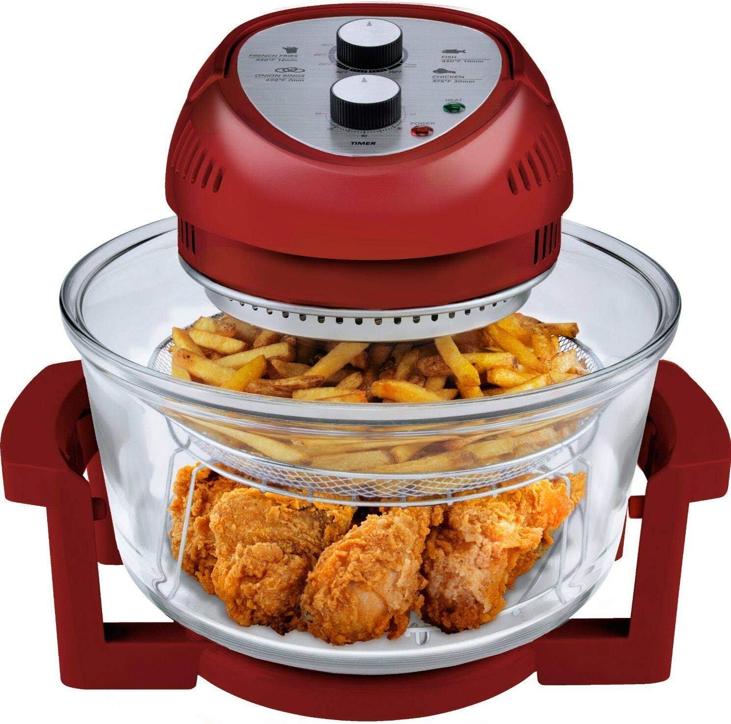 56fa13694ce52d9130887ab961796fe4e1bba3d5637c4ed1ea835e83b03f9ec4.jpg Big Boss 16 Qt. Oil-Less Air Fryer, Red - Image 1