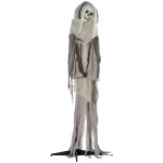 AECOJOY Outdoor Halloween Decorations Skeleton Witch, Sound and Motion Activated Decor