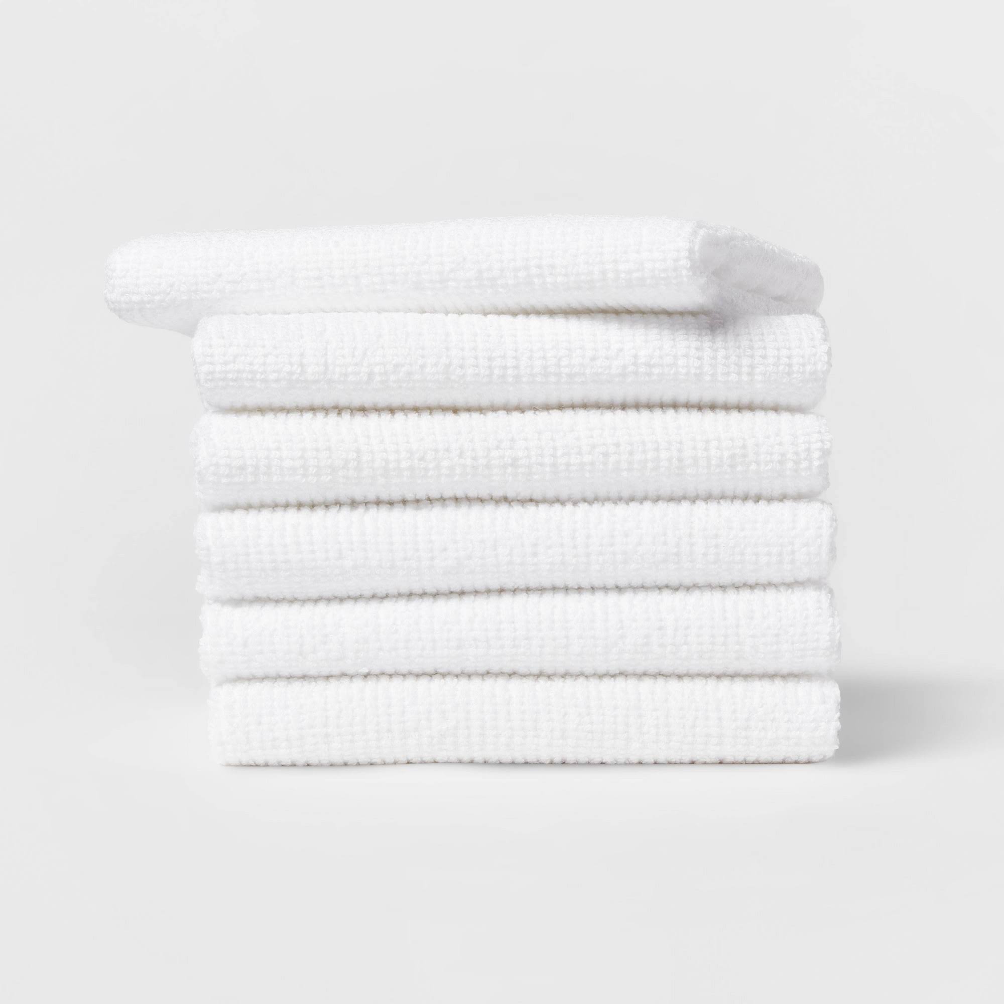 6pk Cotton Dishcloths White - Room Essentials