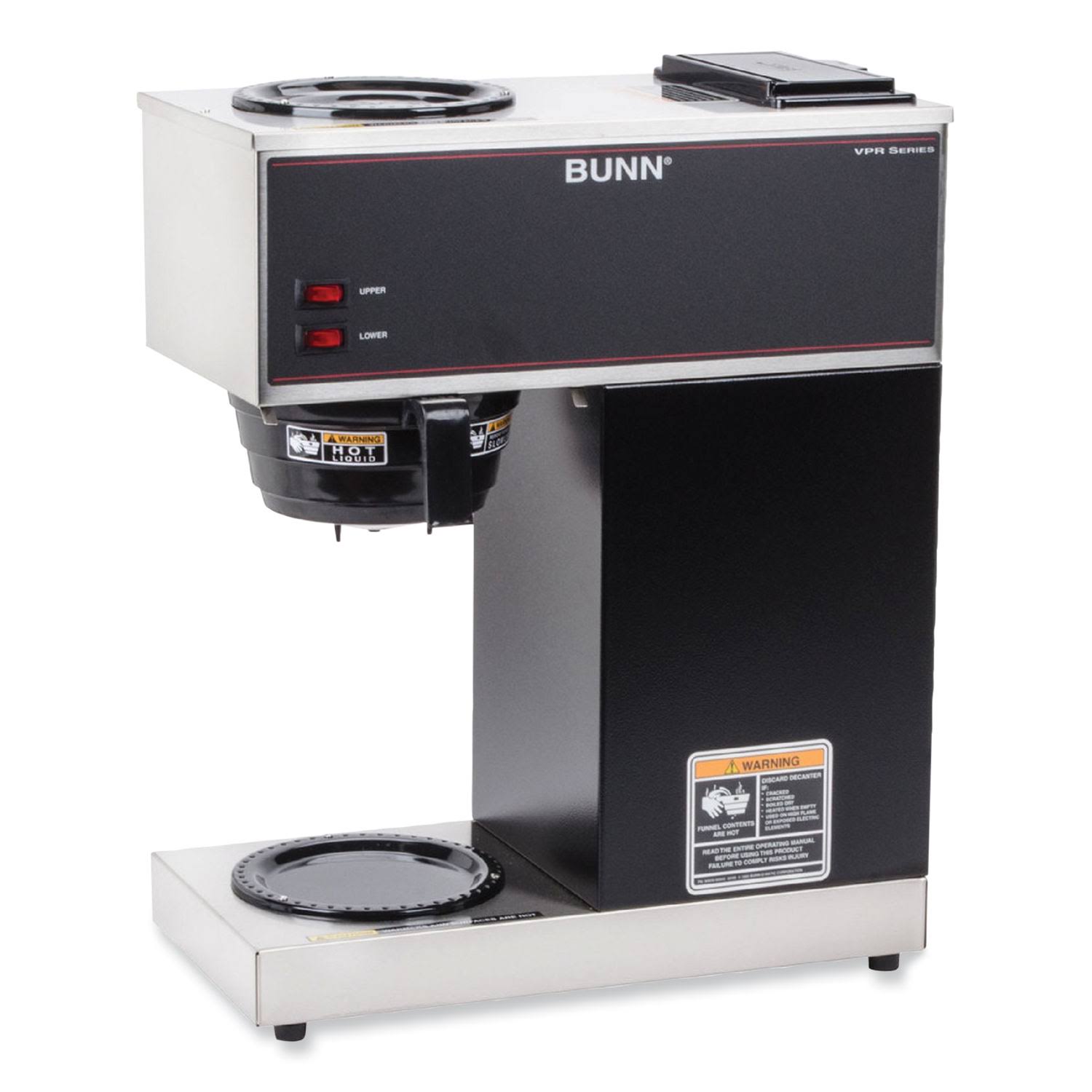 572e950120c575e3506c7063cdf3aaa8285b478ff6d0045bdf62c990931c2d26.jpg Bunn VPR-2GD 12-Cup Pourover Commercial Coffee Brewer - Black - Image 1