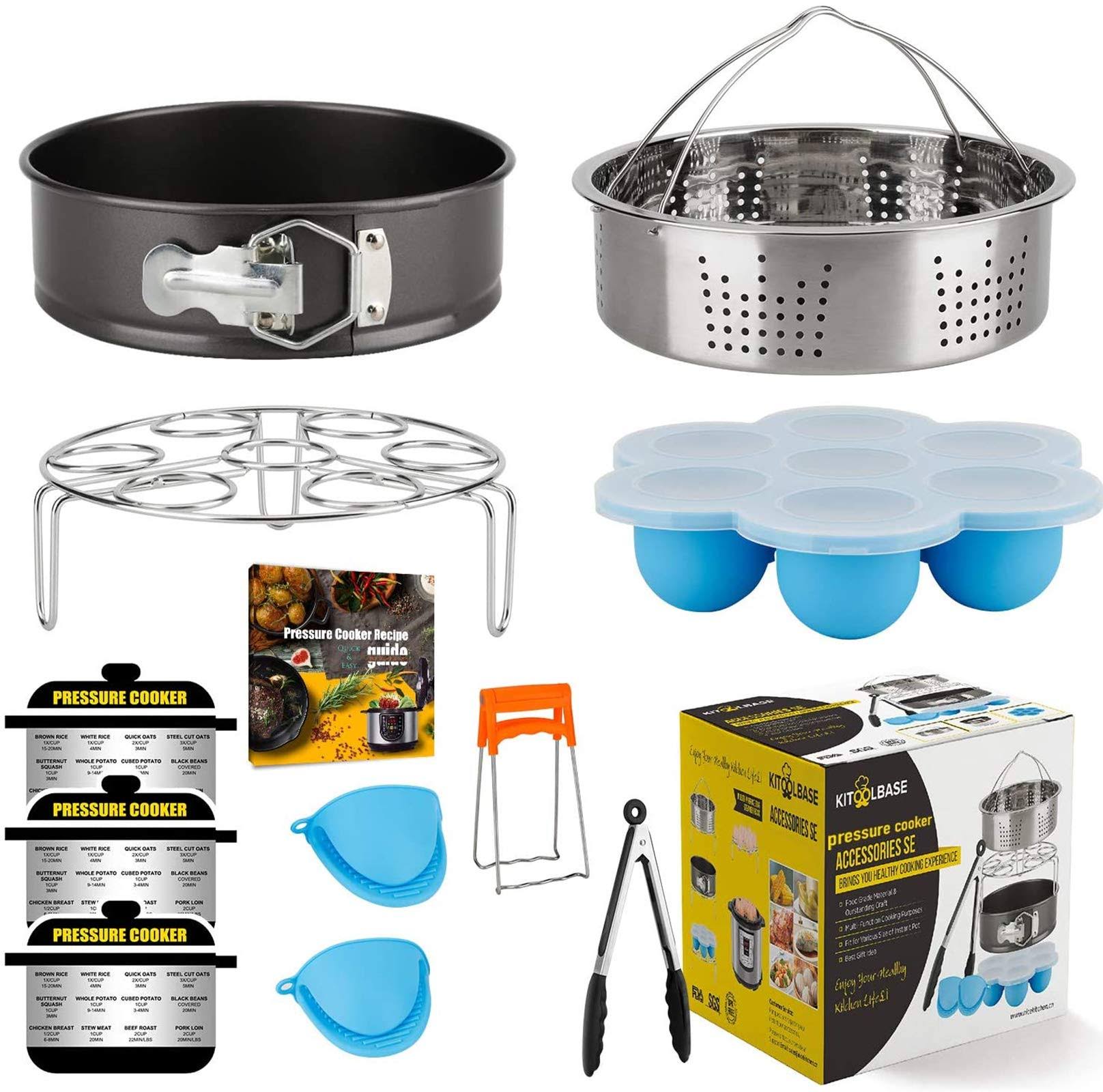 5733b6c51df17ba6d7c10b85729391e3f0dcc9ce0f697178267df890dc386b3c.jpg KITOOLBASE Accessories-Set-for-Insta-Pot, Accessory Compatible with Instant Pot 6 qt 8 Quart, with Steamer Basket Cheesecake Pan Egg Steam - Image 1
