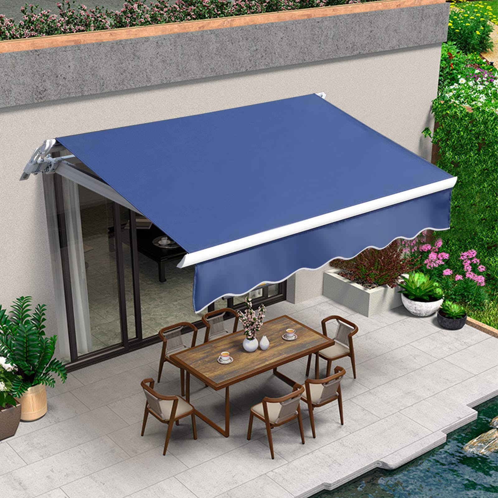 574bf7c977787abdd0eb5a962192f8928c6b4ee8230bb8157553a0c8a1ab12be.jpg VUYUYU 13.1'x8.2' Patio Awning Retractable Awning Cover Sunshade Shelter Outdoor Canopy with Crank Handle and Water-Resistant Polyester for - Image 1