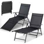 AECOJOY Outdoor Chaise Lounge Chair, Adjustable Reclining Folding Pool Lounger for Poolside