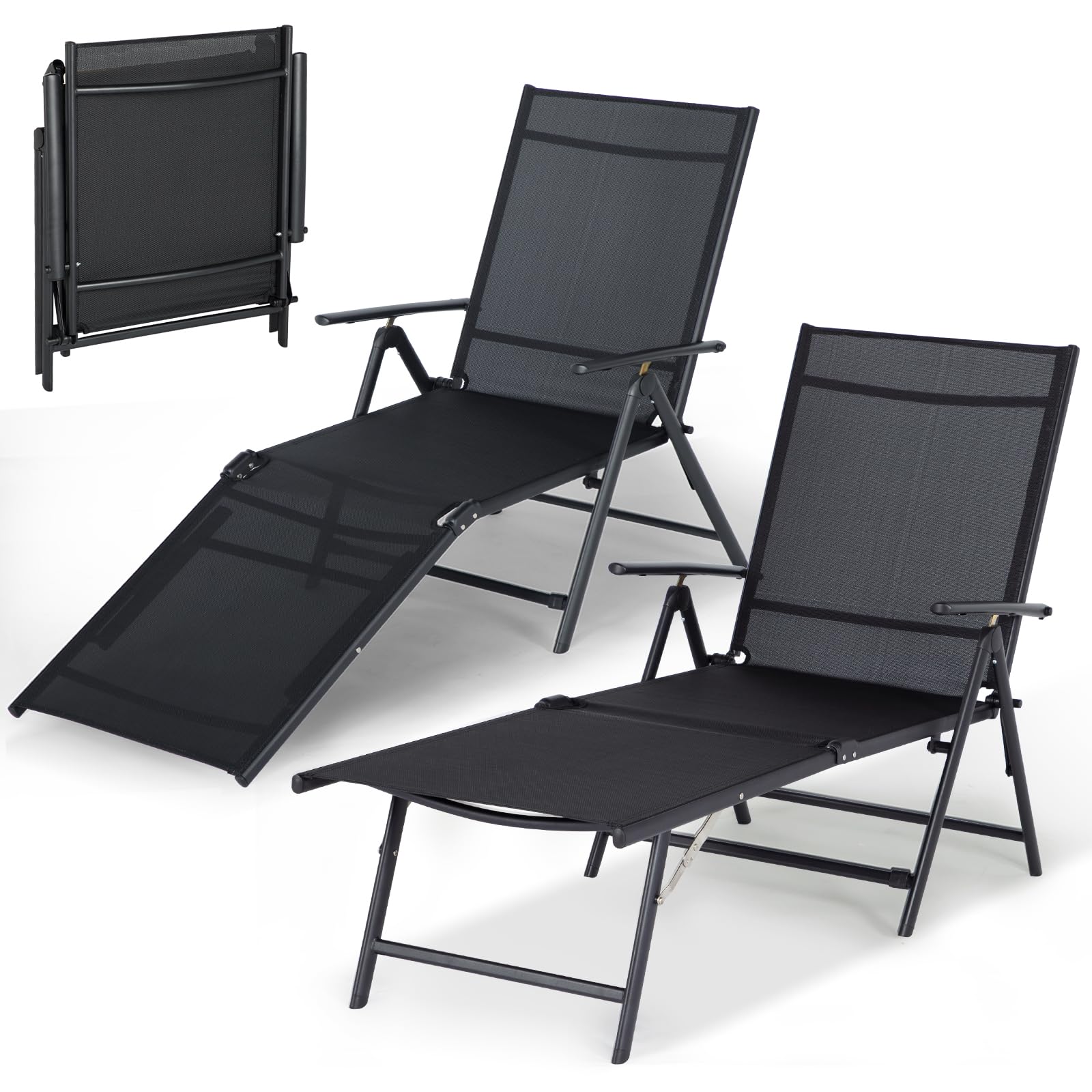 57570bf7158d5f3907e8d3b43bd036e194a574045b8a9c19078eb3e39981bfc6.jpg AECOJOY Outdoor Chaise Lounge Chair, Adjustable Reclining Folding Pool Lounger for Poolside - Image 1