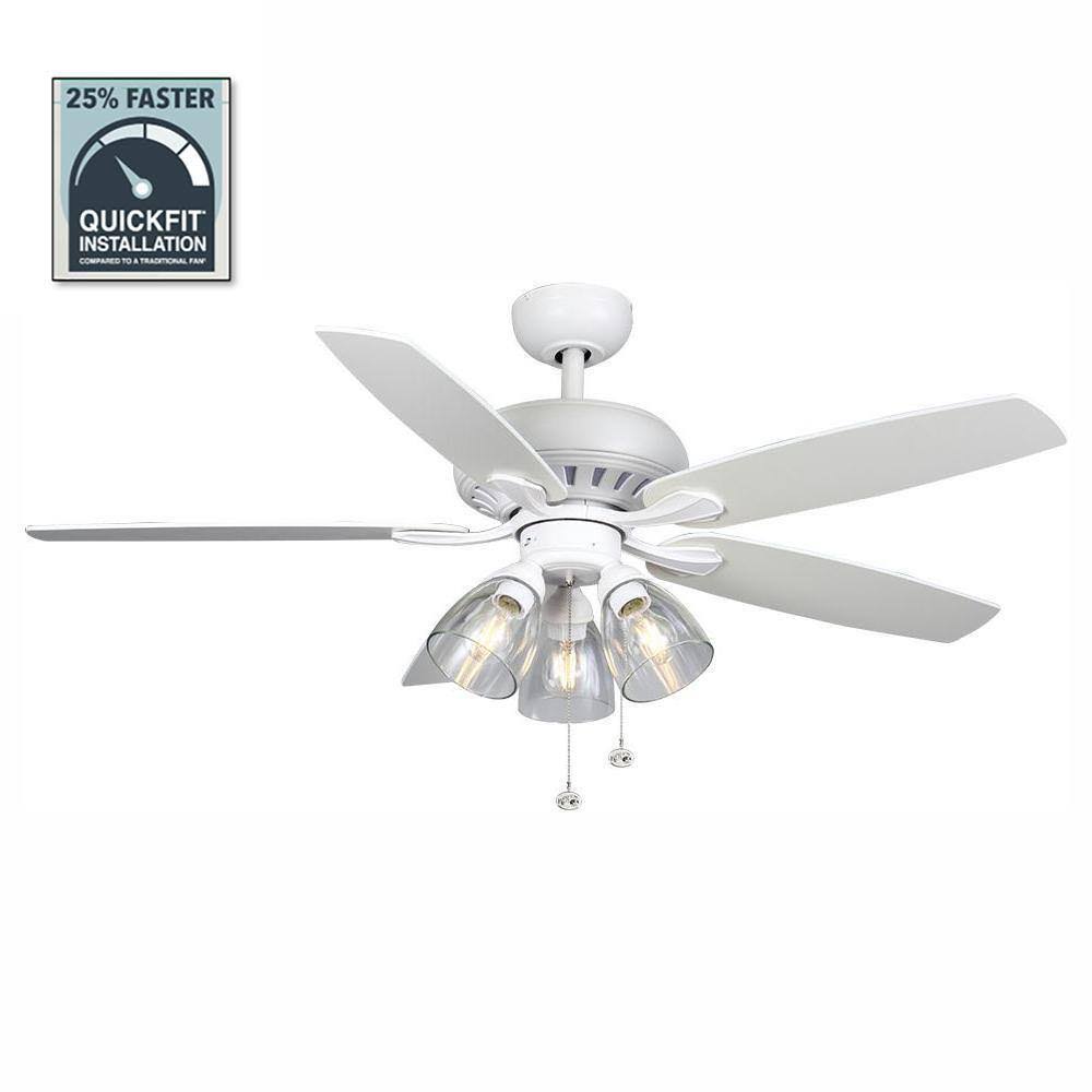 5758e3e83b856cc3b15d724492579948a0957fcdcf602bf1d9acc49daf26797c.jpg Hampton Bay Rockport 52 in. Matte White Ceiling Fan with LED Light Kit - Image 1