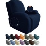 JIVINER Newest Design 4-Piece Recliner Chair Covers Stretch Jacquard Covers for Recliner Chair Recliner Slipcovers for Living Room Soft Recliner