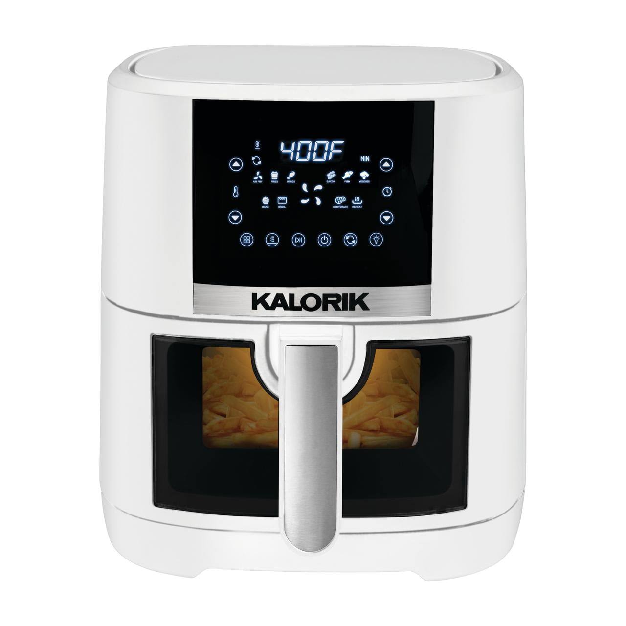 5777fb872f5d773c9b33018f66b55fdd1aef1d93abd38908c242977d432811ca.jpg Kalorik 5 Quart Air Fryer with Ceramic Coating and Window, New, 13.5 in - Image 1