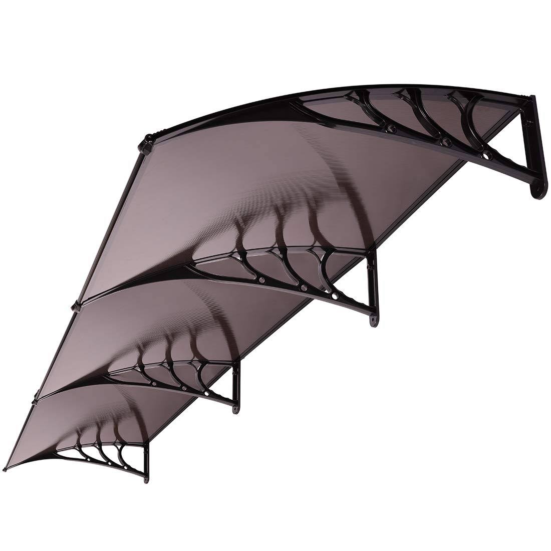 57850db237e14fe544f3a4ee80063650346939c582d086d642d4354844989747.jpg VIVOHOME Polycarbonate Window Door Awning Canopy Brown with Black Bracket 40 inch x 120 inch - Image 1