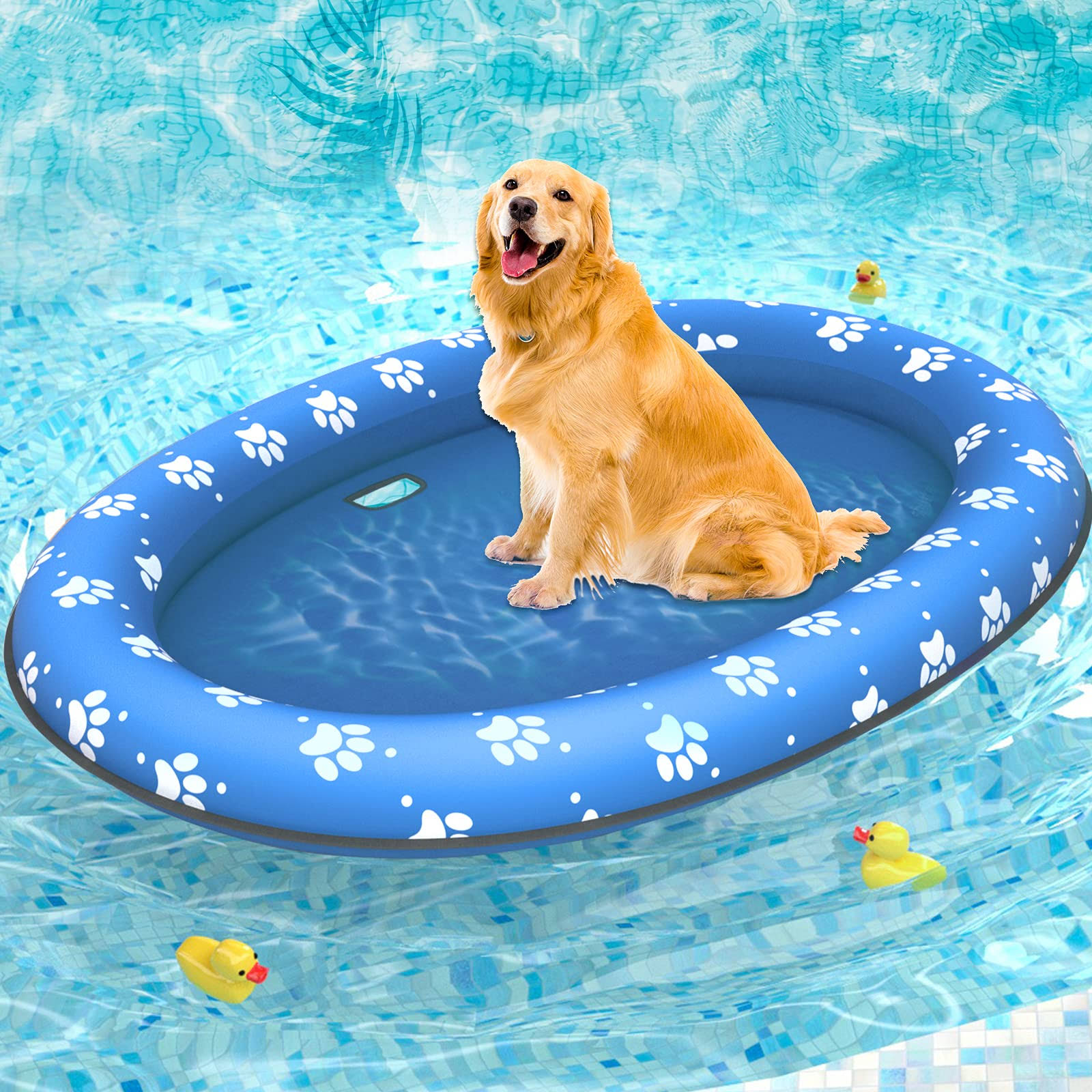 578780eb187bf65cf21de653db3dcec540d419d2c3271745571d38f5841c97c8.jpg Pet Soft Dog Float Raft - Inflatable Dog Swimming Float for Summer - Image 1