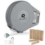 Retractable Clothesline Portable Heavy Duty Indoor and Outdoor Single Clothes Drying Rack 40 Feet PVC