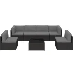 AECOJOY 7 Piece Outdoor Patio Furniture Set, Black & Dark Gray