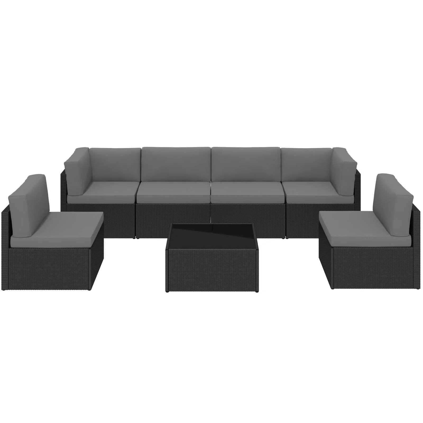57c176cbb1f67187f221bbc9b5a1759a0fd58c78e4f32cc8c352dcd5c097c2e1.webp AECOJOY 7 Piece Outdoor Patio Furniture Set, Black & Dark Gray - Image 1