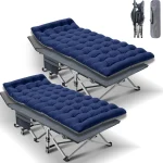 MOPHOTO 2 Pack Camping Cot for Adult, Portable Sleep Cot Bed with Carry Bag for Home/Office Nap, Folding Bed Cot with 3.3 in 2 Sided Mattress, Guest Bed