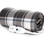 Mainstays Soft Fleece Electric Heated Throw Blanket, Gray and White Plaid, 50 inchx60 inch, All Ages