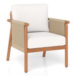 Tangkula Acacia Wood Patio Club Chair Boho Accent Chair（1/2/4）